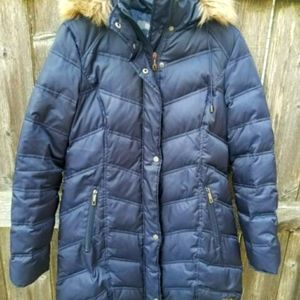 Blue Kenneth Cole Reaction Fuax Fur  Puff Jacket
